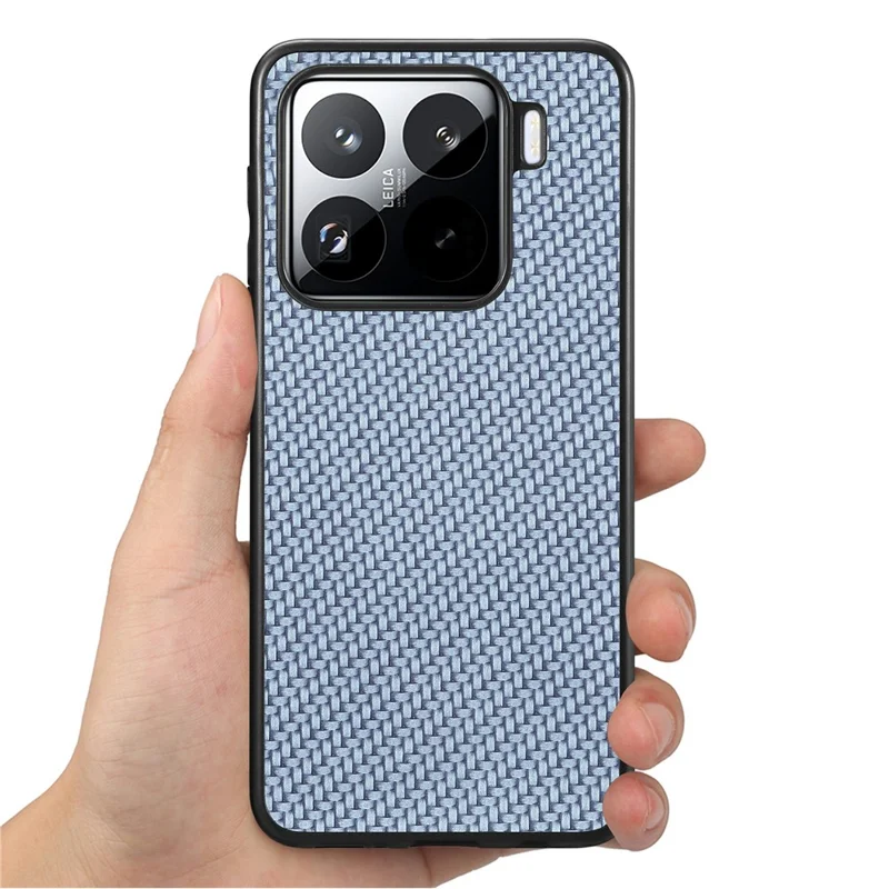 Étui pour Xiaomi 15 Pro avec texture en fibre de carbone PU+PC+TPU - Bleu