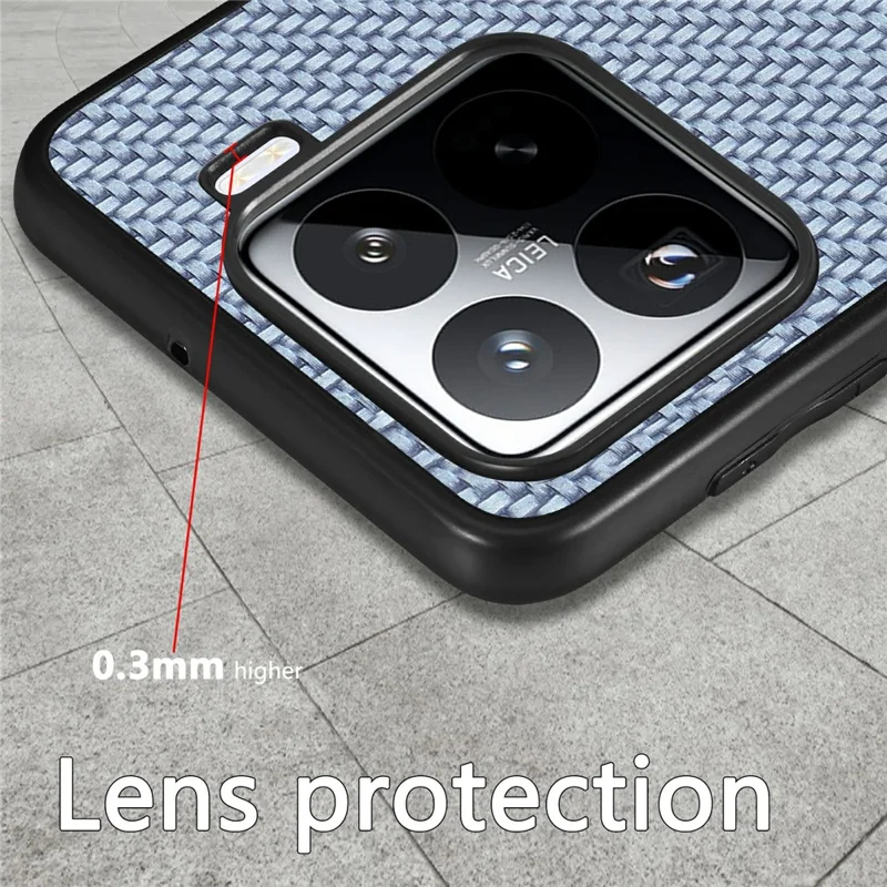 Étui pour Xiaomi 15 Pro avec texture en fibre de carbone PU+PC+TPU - Bleu