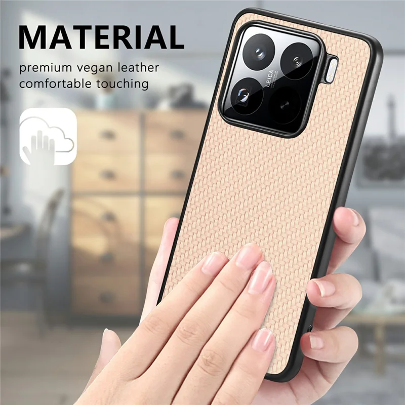 Étui pour Xiaomi 15 Pro avec texture en fibre de carbone PU+PC+TPU - Bleu