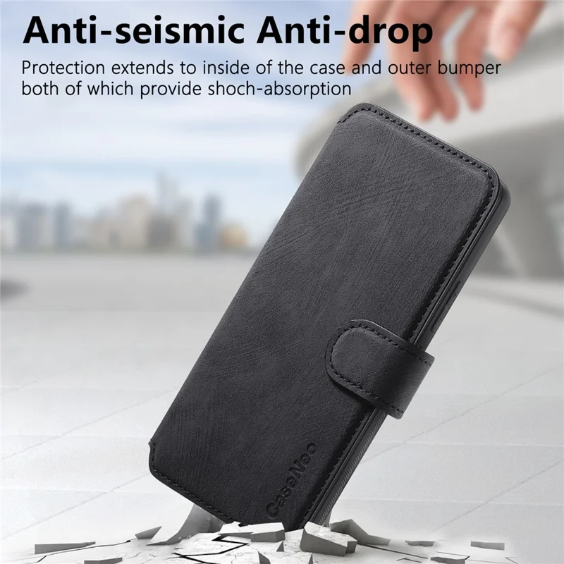 CASENEO MW-03 For Xiaomi 15 Case with Detachable Wallet Leather+TPU Phone Cover - Black