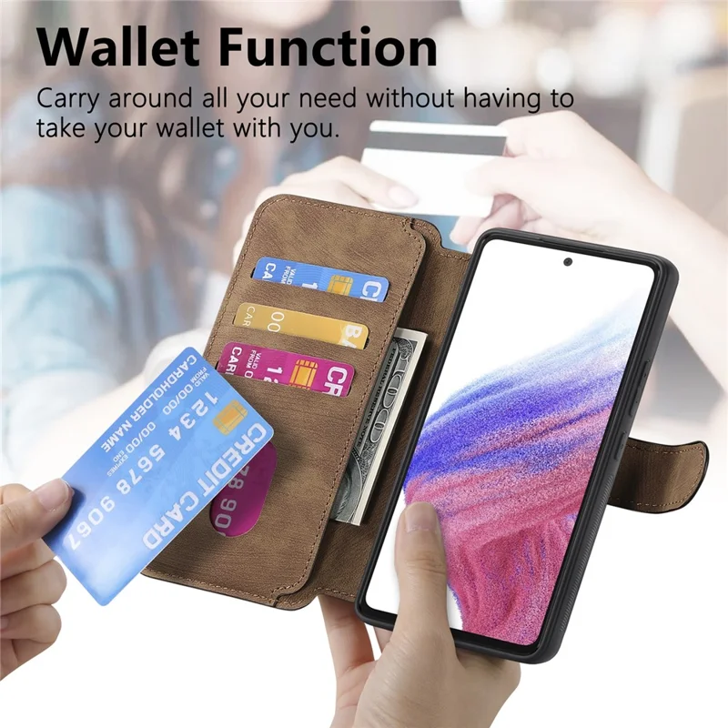CASENEO MW-03 For Xiaomi 15 Case with Detachable Wallet Leather+TPU Phone Cover - Brown