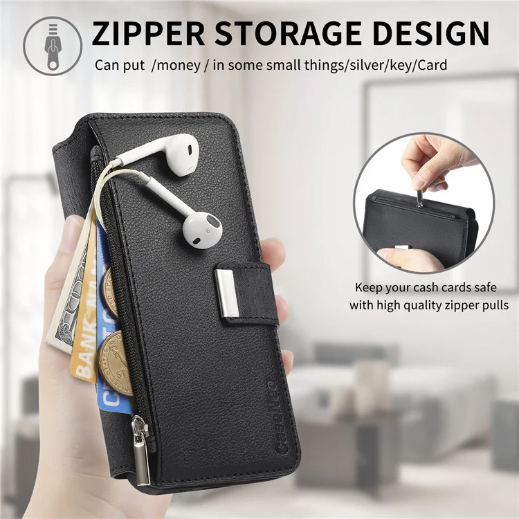 CASENEO MW-02 Funda para Xiaomi 15 Cubierta de teléfono de cuero magnético desmontable - Negro