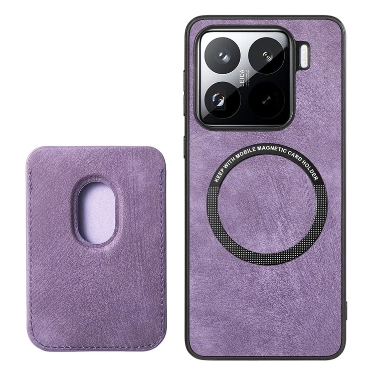 Étui pour Xiaomi 15 en cuir rétro + TPU avec fente pour carte amovible - Violet
