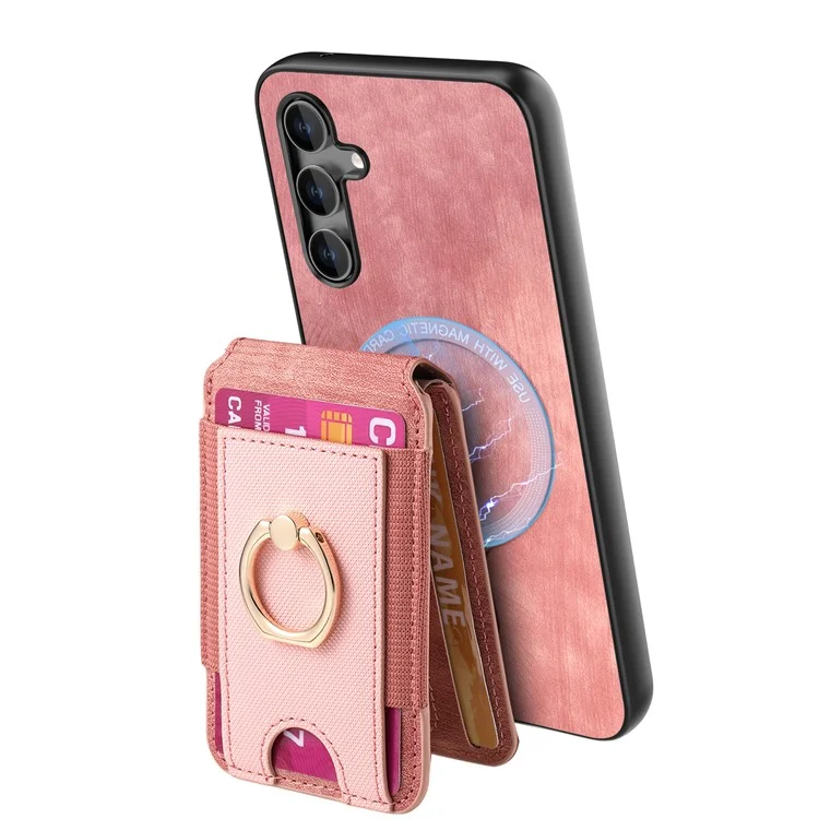 Funda para Xiaomi 15 con soporte para tarjeta desmontable y tapa trasera de cuero - Rosa