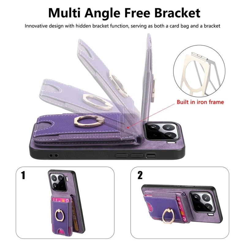 For Xiaomi 15 Magnetic Case Leather Back Cover with Detachable Card Holder Kickstand - Brown