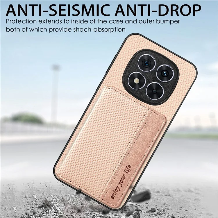 Étui pour Xiaomi Redmi Note 14 Pro 5G avec protection RFID, porte-cartes, fibre de carbone, cuir, PC et TPU - Vert