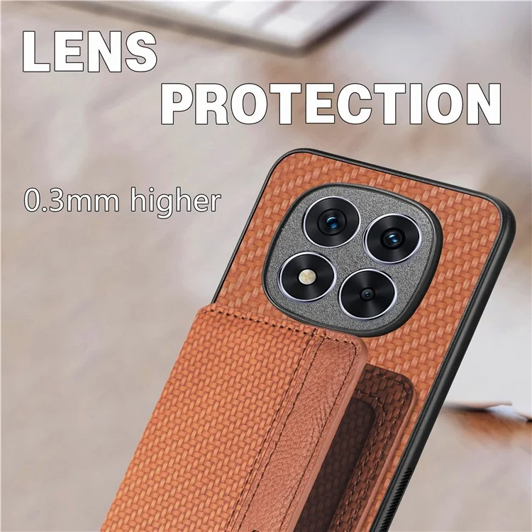 Étui pour Xiaomi Redmi Note 14 Pro 5G avec protection RFID, porte-cartes, fibre de carbone, cuir, PC et TPU - Vert
