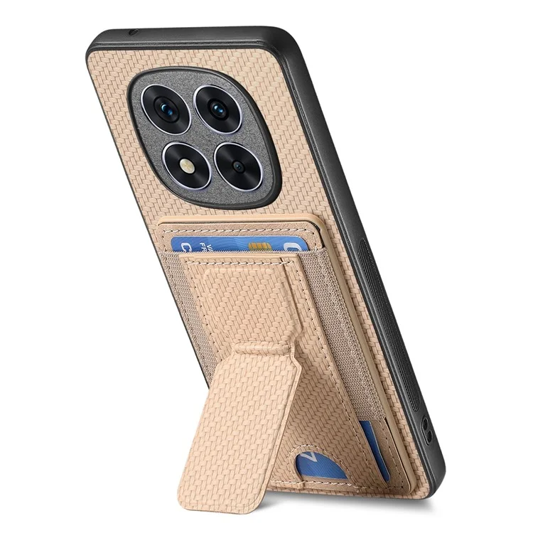Coque pour Xiaomi Redmi Note 14 Pro 5G avec support, porte-cartes et dos en cuir - Beige