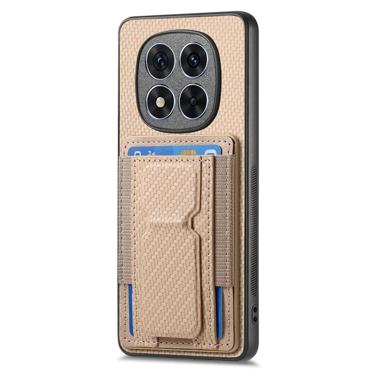 Coque pour Xiaomi Redmi Note 14 Pro 5G avec support, porte-cartes et dos en cuir - Beige