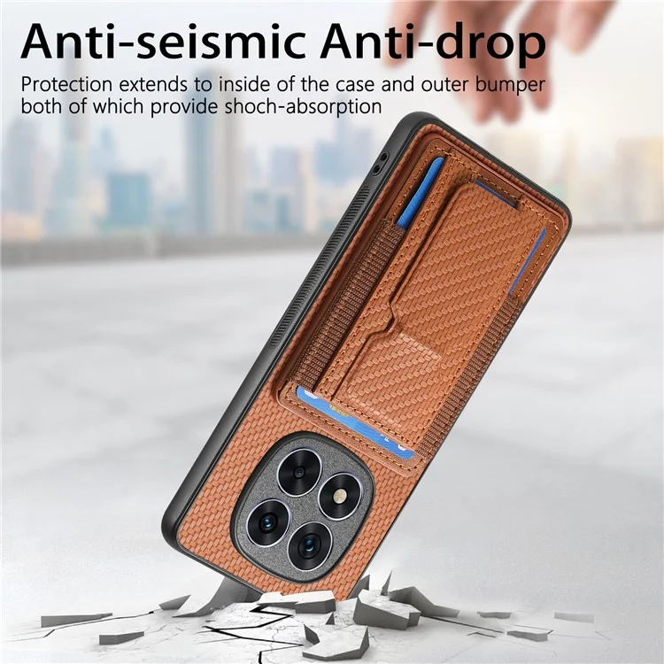 Coque pour Xiaomi Redmi Note 14 Pro 5G avec support, porte-cartes et dos en cuir - Beige