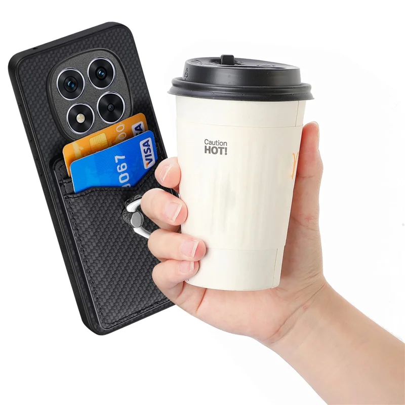 Telefoonhoesje voor Xiaomi Redmi Note 14 Pro 5G / Poco X7 5G met kaarthouders, ringhouder en standaard - Bruin