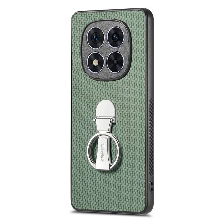 CASENEO C1-19 per Xiaomi Redmi Note 14 Pro 5G Custodia con supporto pieghevole Copertura posteriore in pelle con texture in fibra di carbonio - Verde