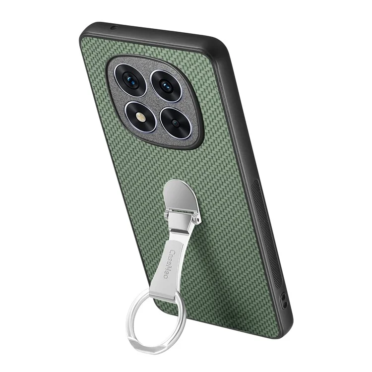 CASENEO C1-19 per Xiaomi Redmi Note 14 Pro 5G Custodia con supporto pieghevole Copertura posteriore in pelle con texture in fibra di carbonio - Verde