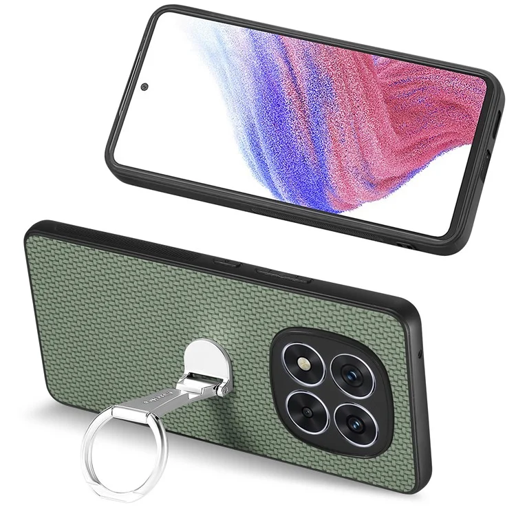 CASENEO C1-19 per Xiaomi Redmi Note 14 Pro 5G Custodia con supporto pieghevole Copertura posteriore in pelle con texture in fibra di carbonio - Verde