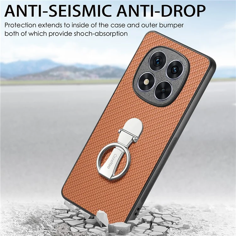CASENEO C1-19 per Xiaomi Redmi Note 14 Pro 5G Custodia con supporto pieghevole Copertura posteriore in pelle con texture in fibra di carbonio - Verde