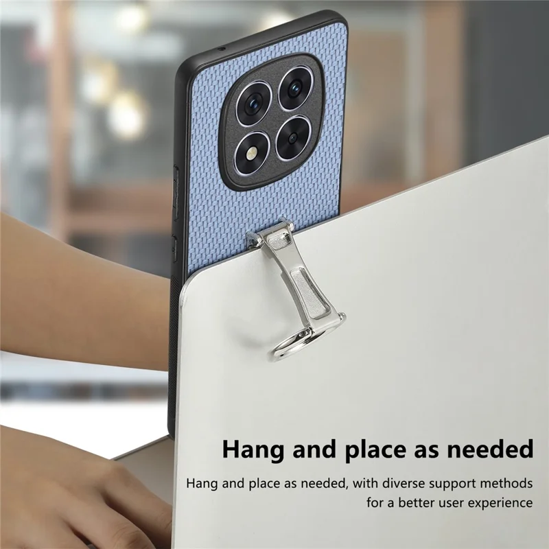 CASENEO C1-19 for Xiaomi Redmi Note 14 Pro 5G / Poco X7 5G Case Folding Kickstand Leather Back Cover Carbon Fiber Texture - Blue