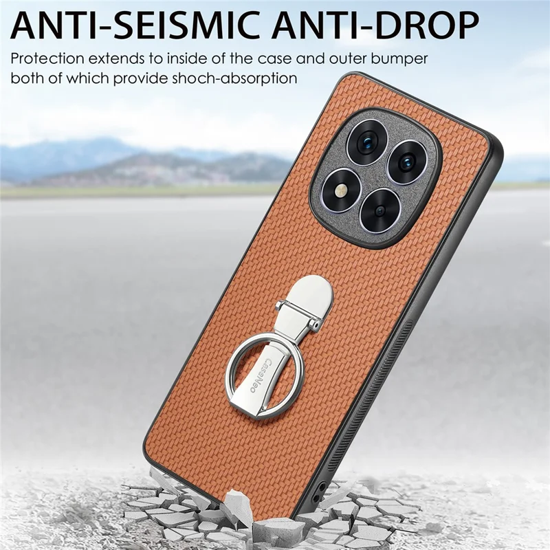 CASENEO C1-19 for Xiaomi Redmi Note 14 Pro 5G / Poco X7 5G Case Folding Kickstand Leather Back Cover Carbon Fiber Texture - Blue