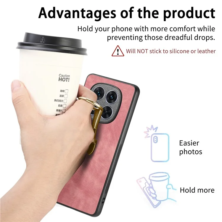 CASENEO D22 Custodia per Xiaomi Redmi Note 14 Pro+ 5G, con supporto pieghevole, retrocover in pelle retrò - Rosa