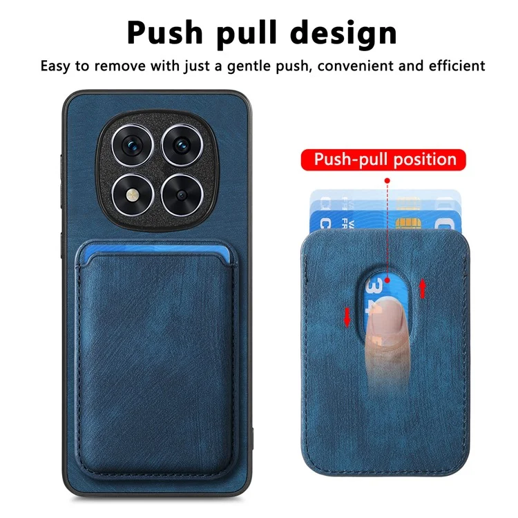 Für Xiaomi Redmi Note 14 Pro+ 5G Hülle Retro Leder+TPU Handyhülle mit abnehmbarem Kartenfach - Blau