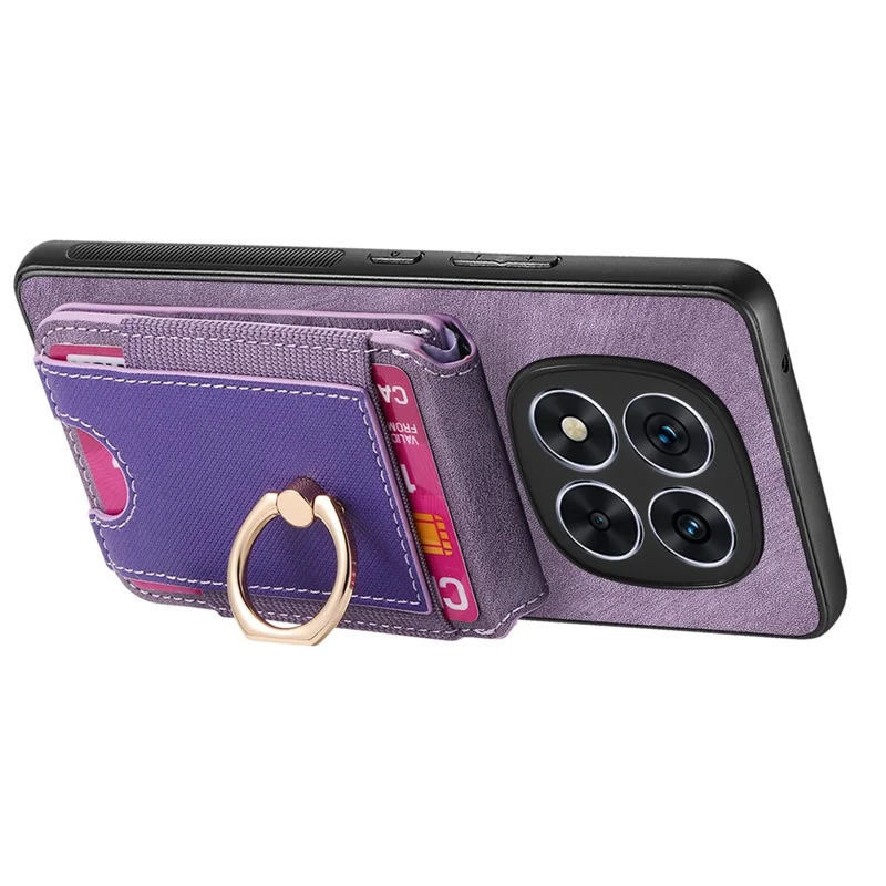 Til Xiaomi Redmi Note 14 Pro+ 5G hylse kompatibel med MagSafe læder bagside med aftagelig kortbænke og stander – Lilla