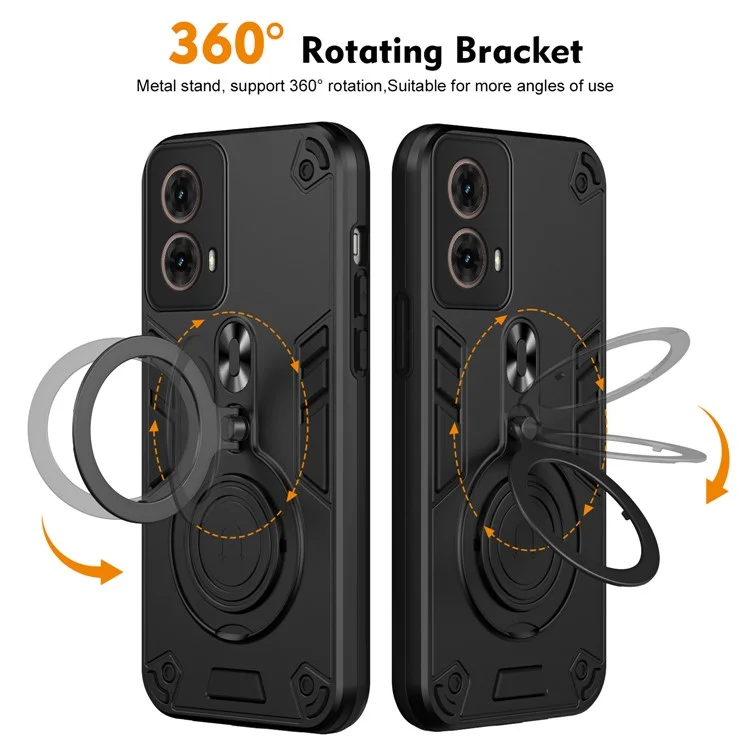 Capa para Motorola Moto G85 5G / S50 Neo 5G com suporte rotativo, proteção contra quedas em PC+TPU - Preta