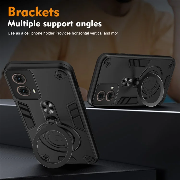 Capa para Motorola Moto G85 5G / S50 Neo 5G com suporte rotativo, proteção contra quedas em PC+TPU - Preta
