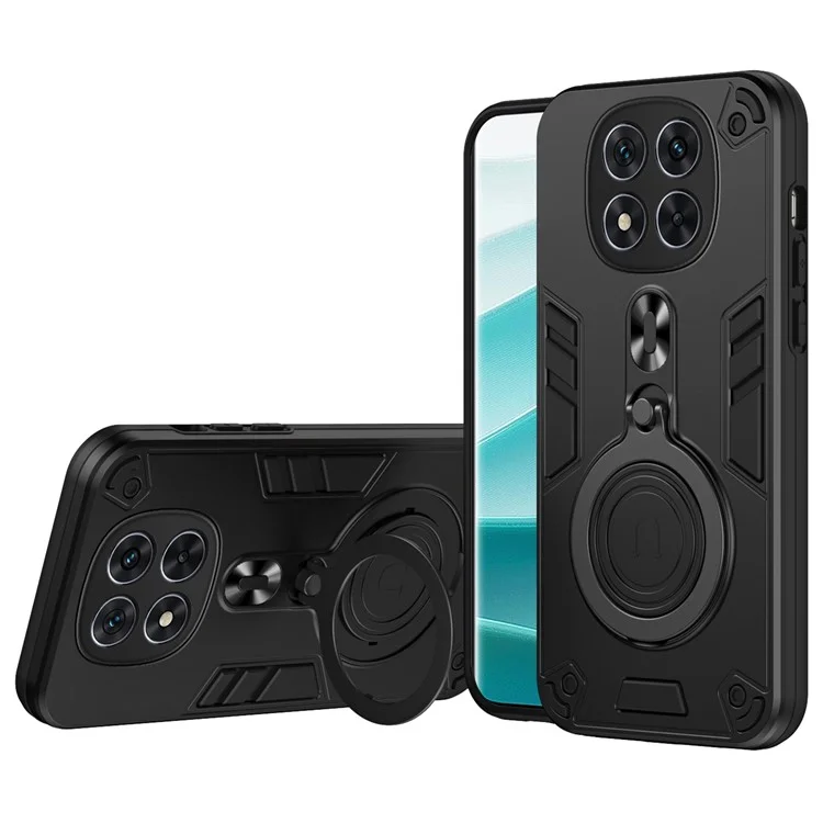 Custodia per Xiaomi Redmi Note 14 Pro 5G con supporto rotante, protezione da caduta in PC+TPU - Nero