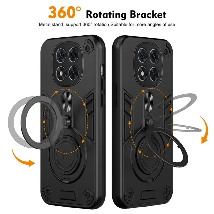 Custodia per Xiaomi Redmi Note 14 Pro 5G con supporto rotante, protezione da caduta in PC+TPU - Nero