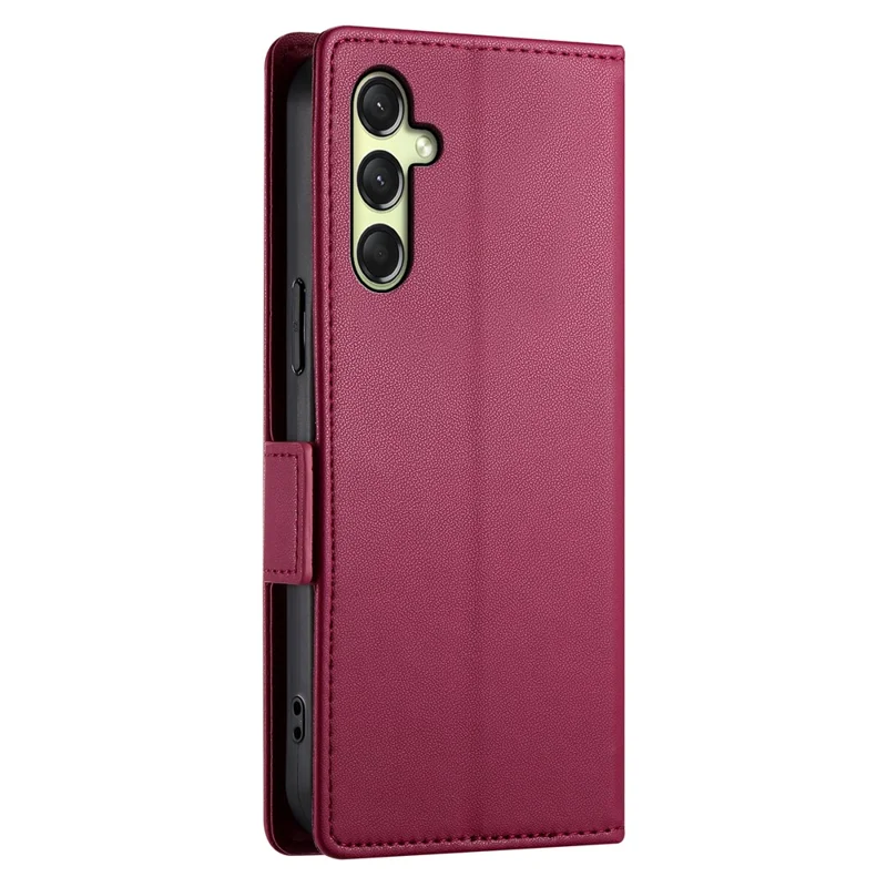 DF-010 For Samsung Galaxy A26 5G Stand Case PU Leather Wallet Phone Cover - Wine Red