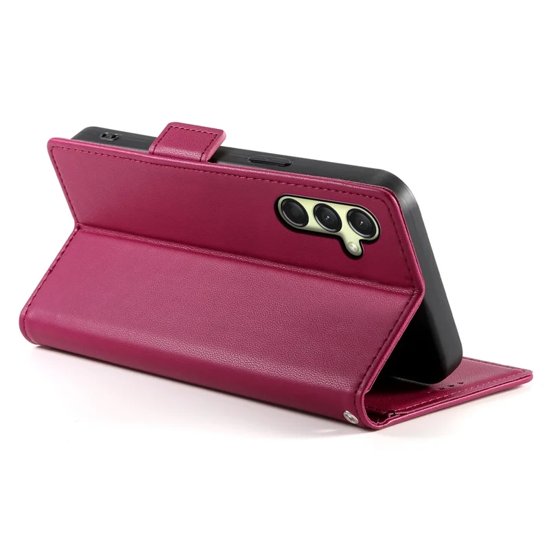 DF-010 For Samsung Galaxy A26 5G Stand Case PU Leather Wallet Phone Cover - Wine Red
