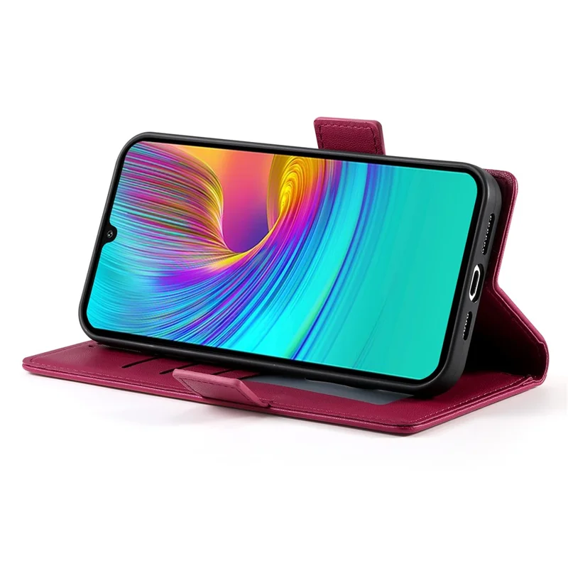DF-010 For Samsung Galaxy A26 5G Stand Case PU Leather Wallet Phone Cover - Wine Red