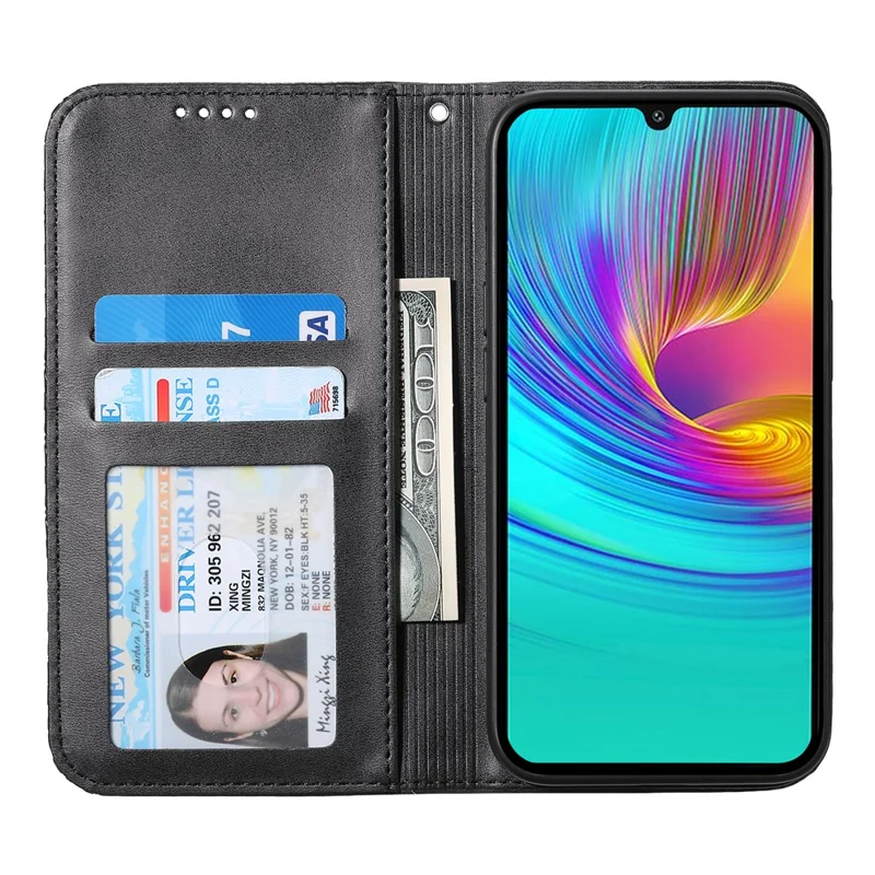 For Samsung Galaxy A26 5G Case Calf Texture PU Leather Phone Cover with Wallet - Black