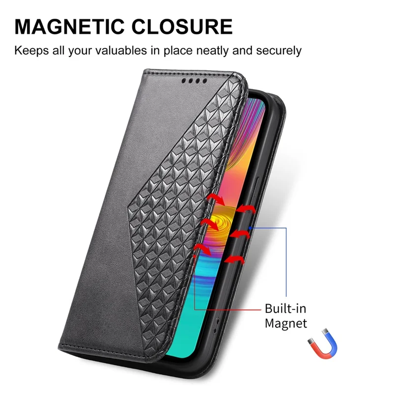 For Samsung Galaxy A26 5G Case Calf Texture PU Leather Phone Cover with Wallet - Black