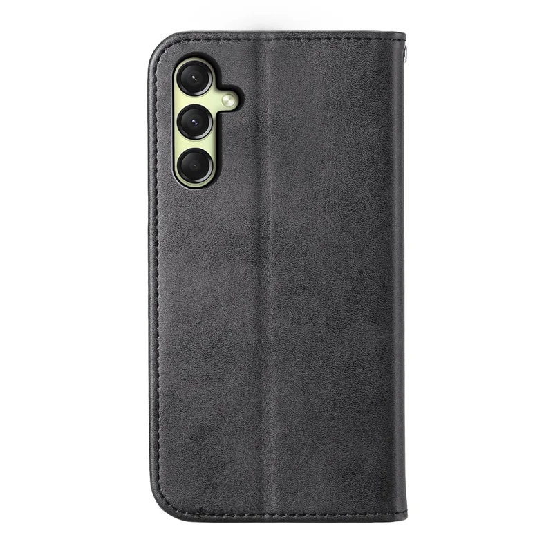 For Samsung Galaxy A26 5G Case Calf Texture PU Leather Phone Cover with Wallet - Black