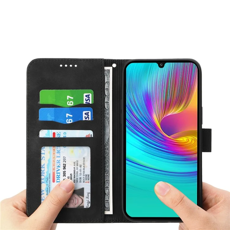 DIERFENG DF-03 Capa de couro para Samsung Galaxy A26 5G com estampa de linhas - Preto