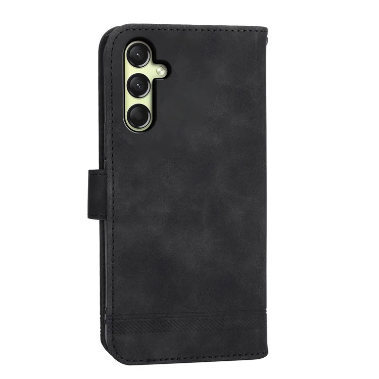 DIERFENG DF-03 Capa de couro para Samsung Galaxy A26 5G com estampa de linhas - Preto