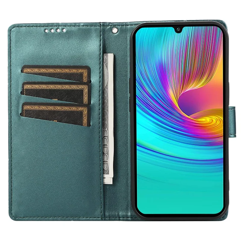 DF-06 For Samsung Galaxy A26 5G Phone Case Line Imprint Leather Wallet Cover - Green