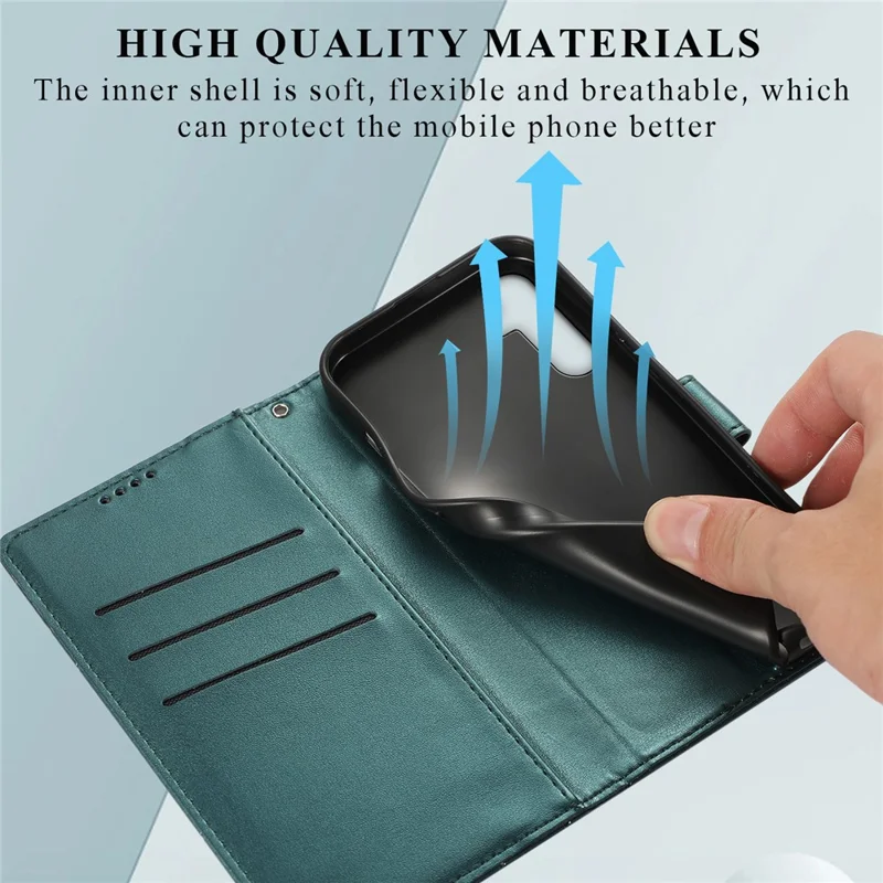 DF-06 For Samsung Galaxy A26 5G Phone Case Line Imprint Leather Wallet Cover - Green