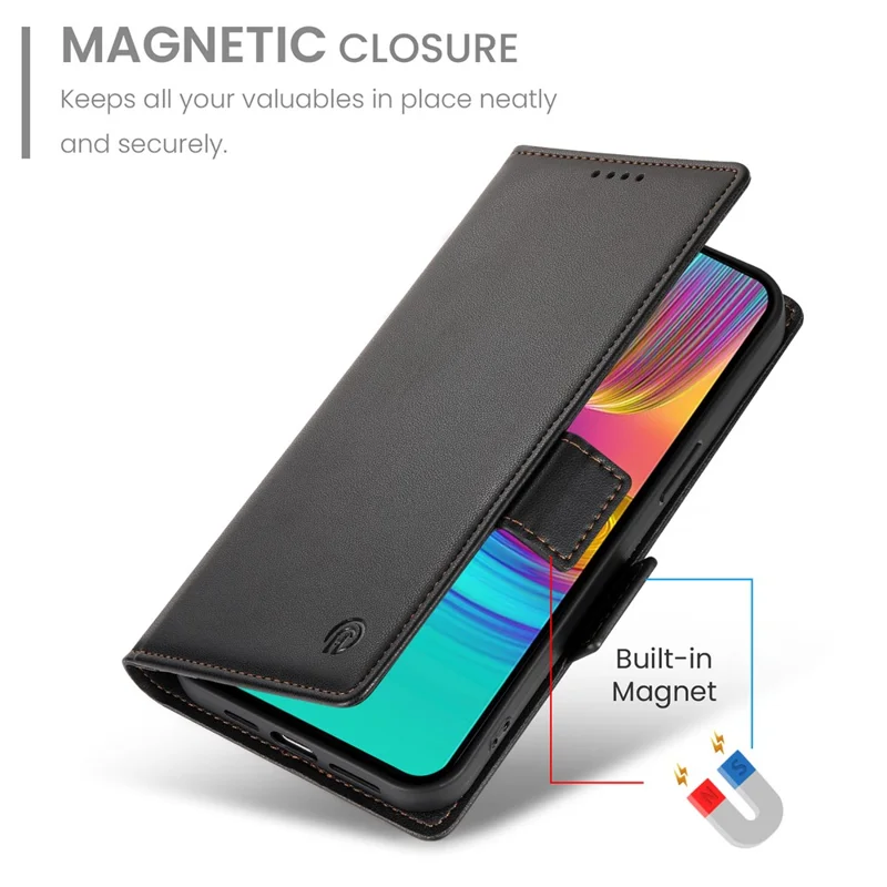 Étui portefeuille en cuir PU pour Samsung Galaxy A36 5G - Noir