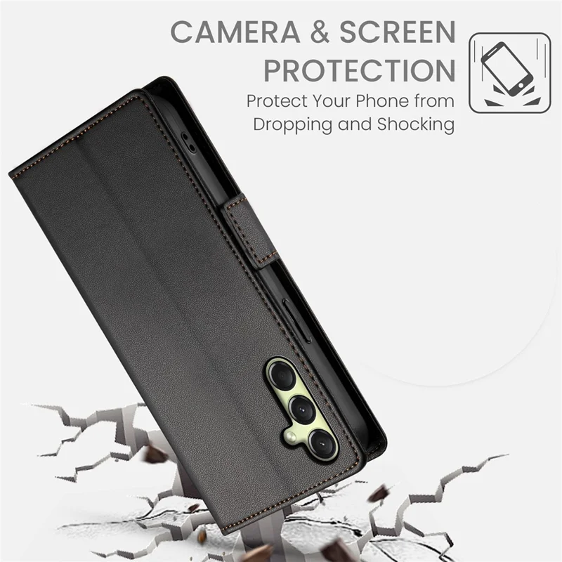 Étui portefeuille en cuir PU pour Samsung Galaxy A36 5G - Noir