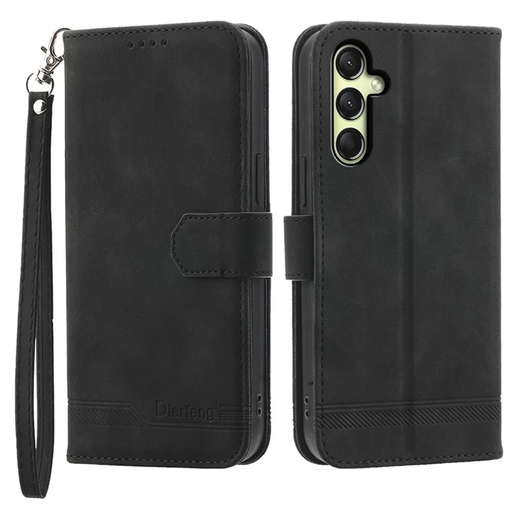 Funda de cuero con relieve de líneas para Samsung Galaxy A36 5G DIERFENG DF-03 - Negro