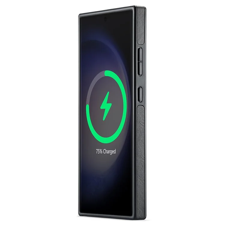 MAGKING K1 Series Магнитный чехол для Samsung Galaxy S23 Ultra из ПК + ТПУ + искусственной кожи - черный
