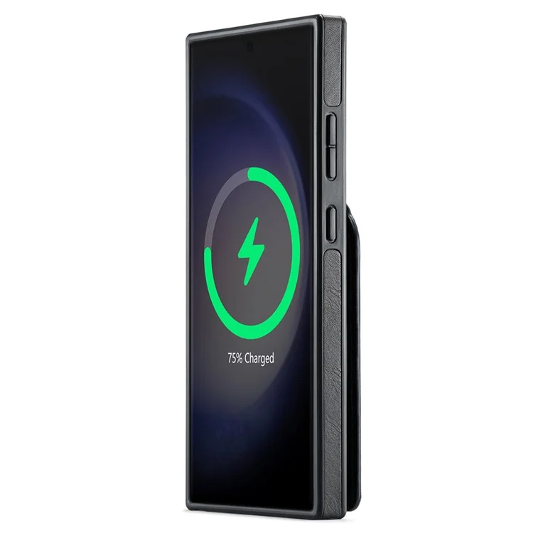 Capa magnética da série MAGKING K1 para Samsung Galaxy S23 Ultra, com suporte para cartão, em PC+TPU+PU - Preta