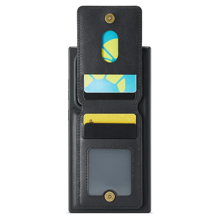 Capa magnética da série MAGKING K1 para Samsung Galaxy S23 Ultra, com suporte para cartão, em PC+TPU+PU - Preta