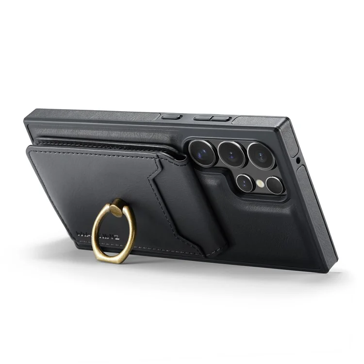 Capa magnética da série MAGKING K1 para Samsung Galaxy S23 Ultra, com suporte para cartão, em PC+TPU+PU - Preta