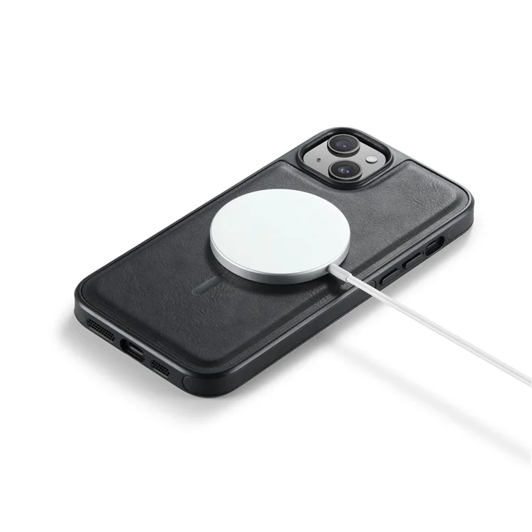 MAGKING K1 Serie für iPhone 13 magnetisches Gehäuse PC+TPU+PU Leder Handyhülle - Schwarz