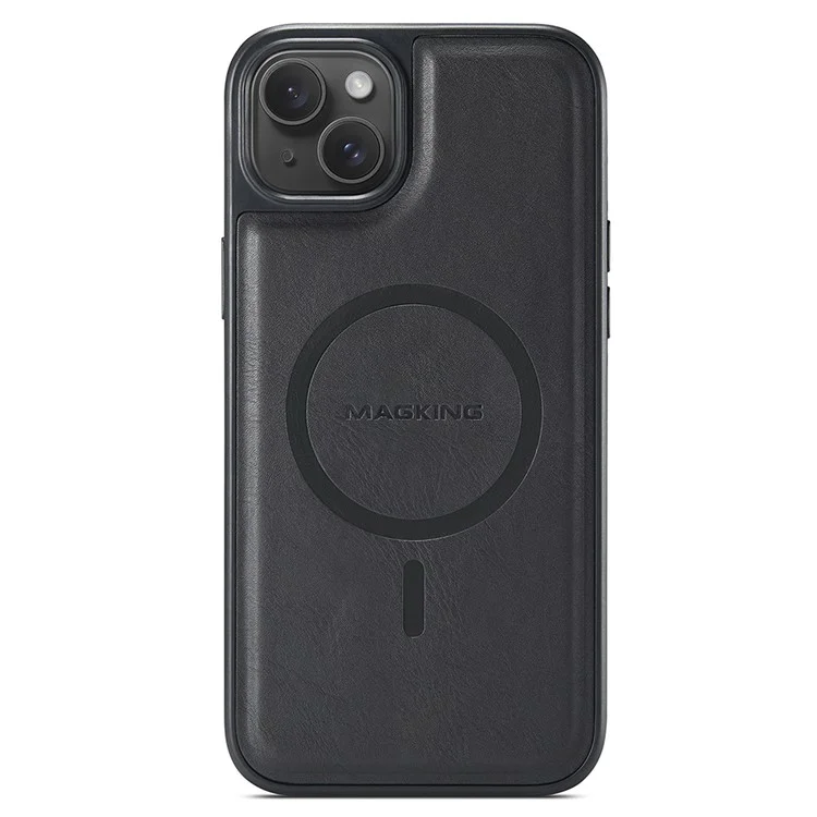 Capa magnética MAGKING K1 Series para iPhone 14, de PC+TPU+couro PU - Preta