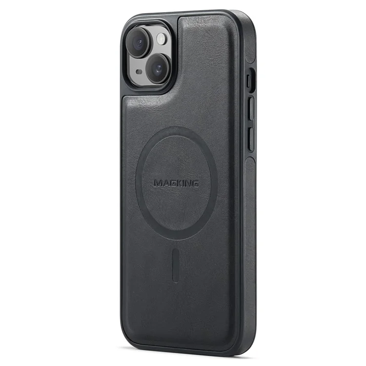 Capa magnética MAGKING K1 Series para iPhone 14, de PC+TPU+couro PU - Preta