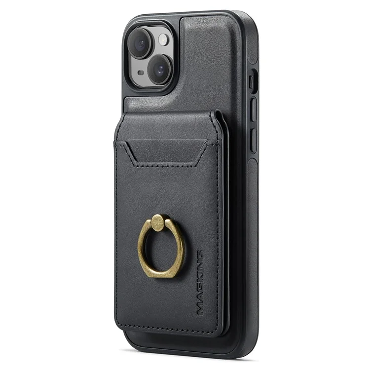 Étui magnétique MAGKING K1 série pour iPhone 14 en PC+TPU+PU avec porte-cartes - Noir