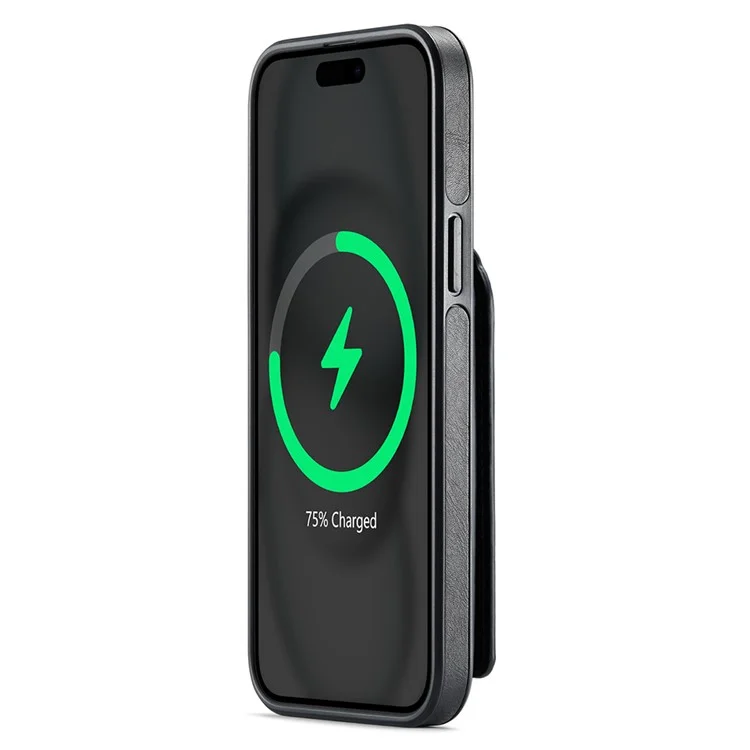 Étui magnétique MAGKING K1 série pour iPhone 14 en PC+TPU+PU avec porte-cartes - Noir